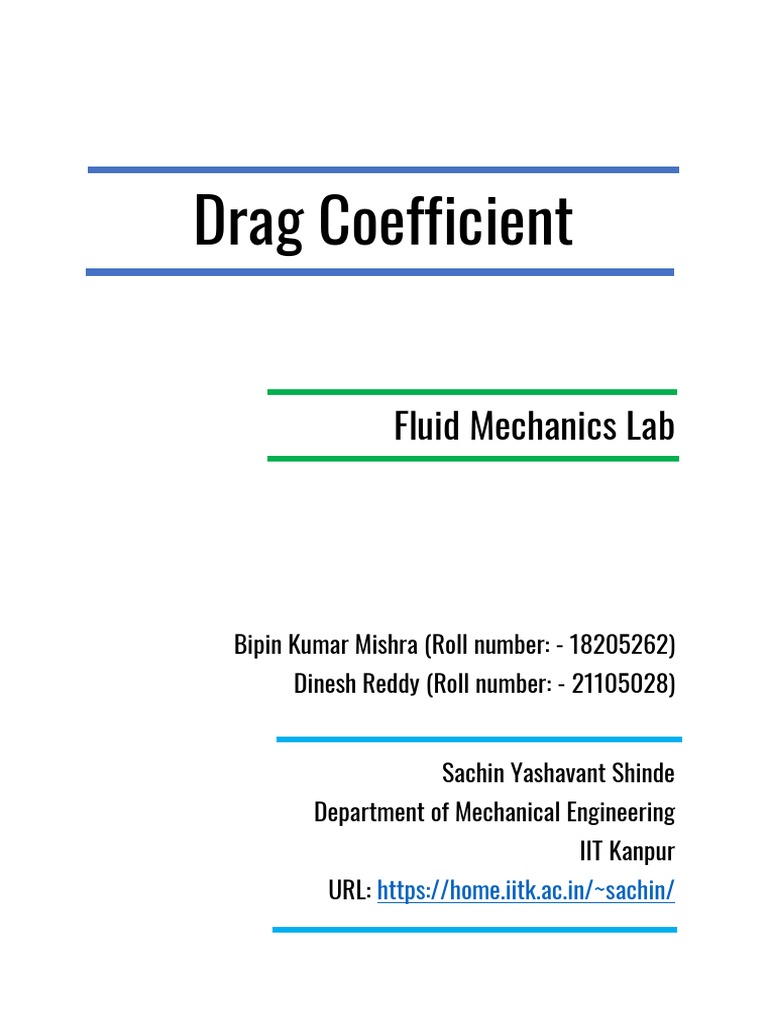 Drag Coefficient of Circular Cylinder | PDF | Fluid Dynamics | Momentum
