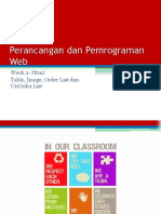 Perancangan Dan Pemrograman Web: Week 2-Html Table, Image, Order List Dan Unorder List