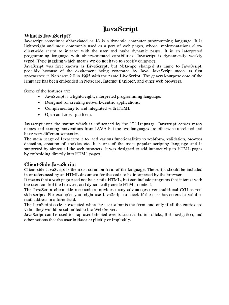 Unit-2-Javascript Theory | Descargar gratis PDF | Java Script | Java ...
