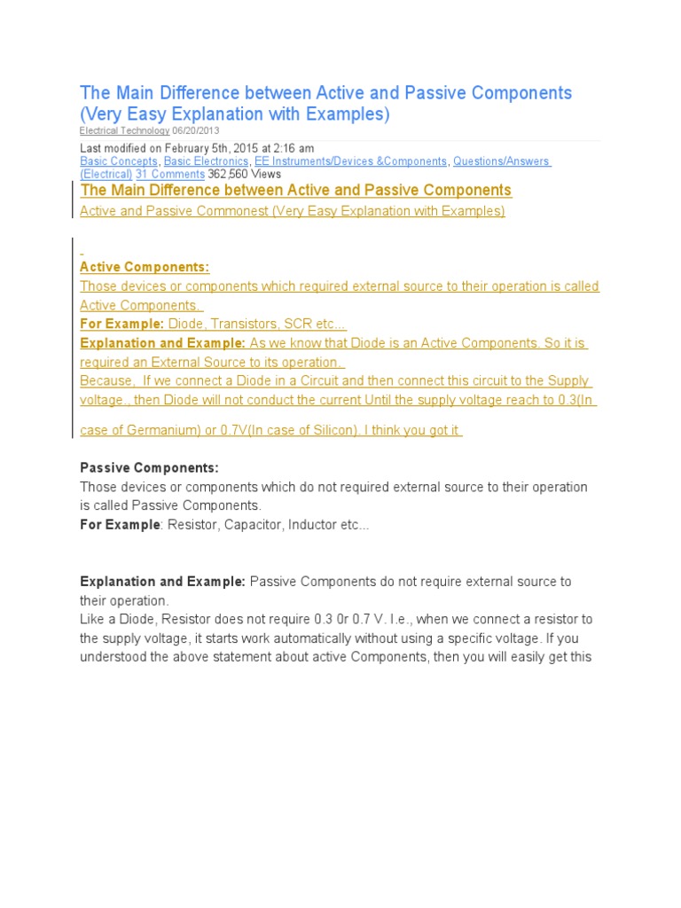 Active VS Passive Components PDF