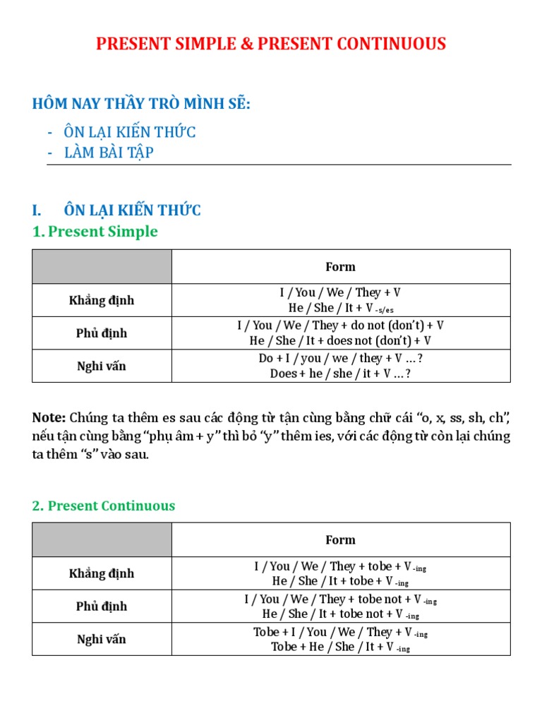 Present Simple and Present Continuous | PDF