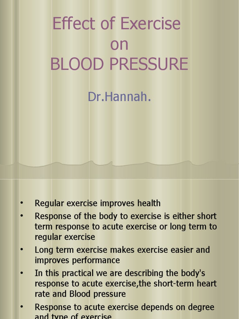 Effects of Exercise on Blood Pressure | PDF | Coronary Artery Disease ...