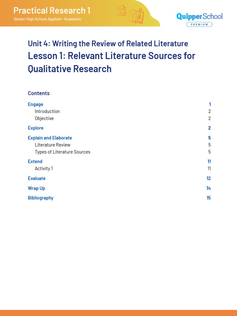 Relevant Literature Sources for Qualitative Research | PDF | Data ...