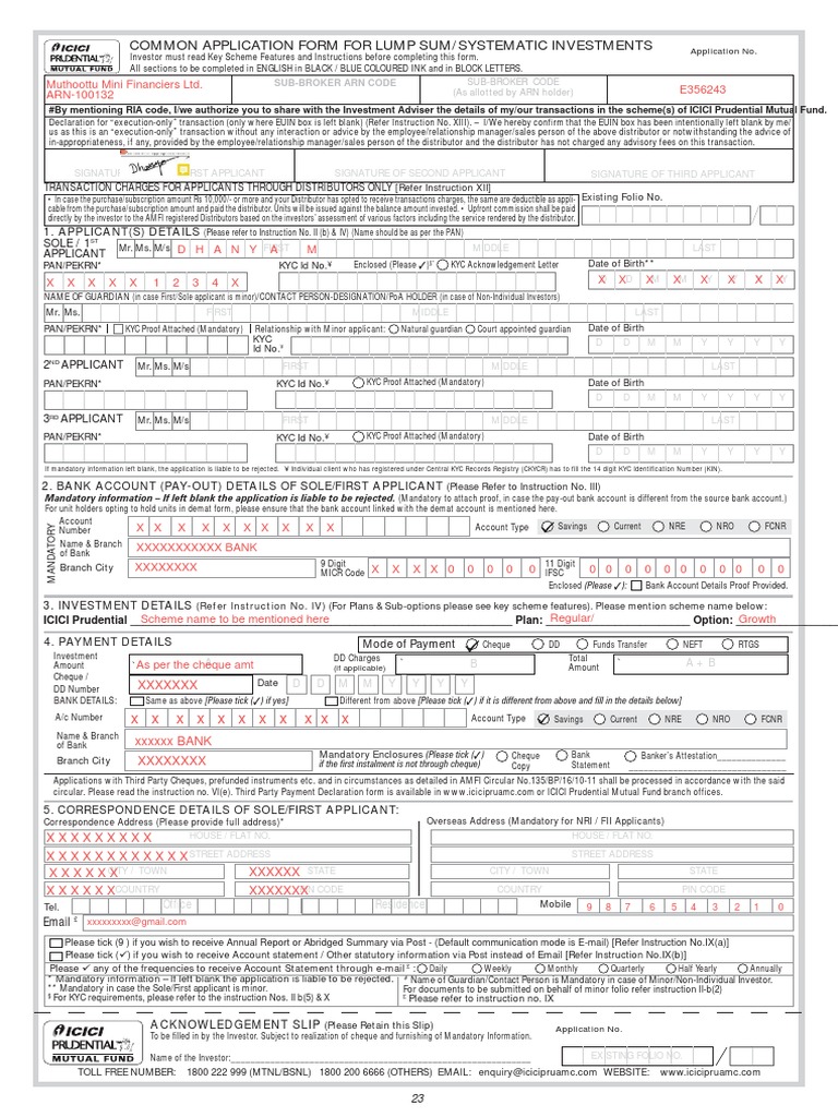 Icici Common Application Form Pdf