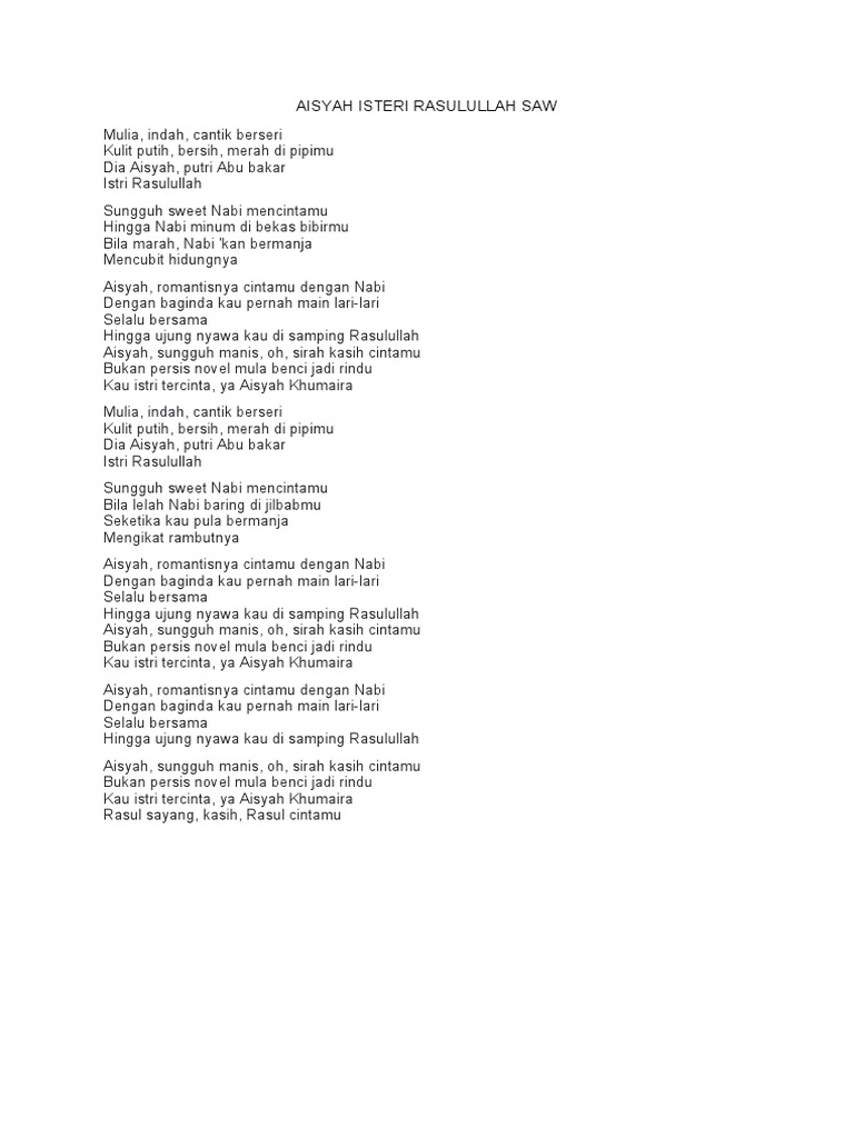 Romantisme Aisyah Istri Rasulullah | PDF | Puisi