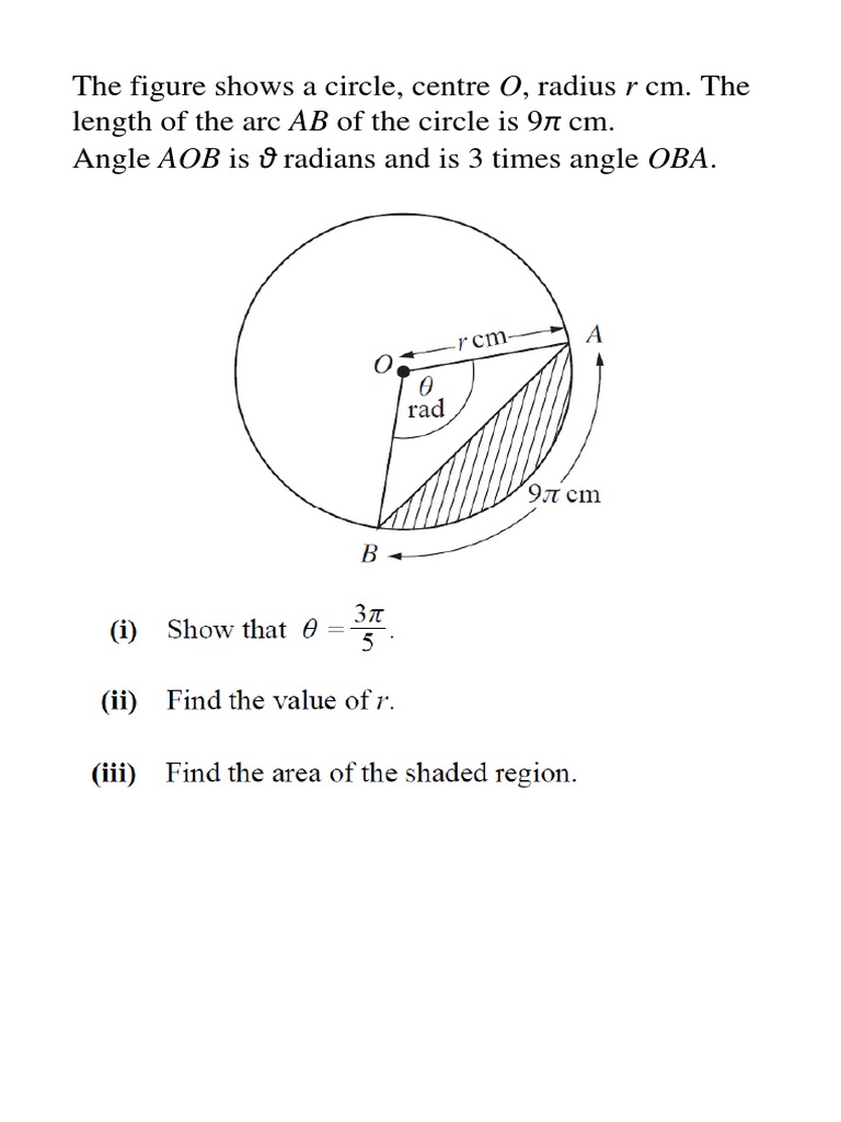 Circular Measure Problems and Solutions | PDF | Circle | Angle