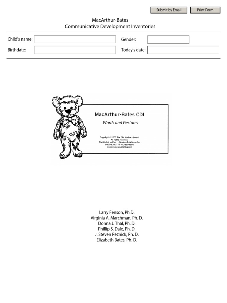 MacArthur-Bates Communicative Development Inventories (CDIs) | PDF ...