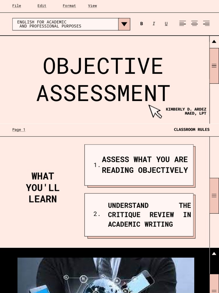 Objective Assessment in EAPP Lessons | PDF | Apa Style | Argument