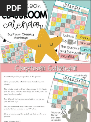 BohoOceanSeaThemedClassroomCalendar-1