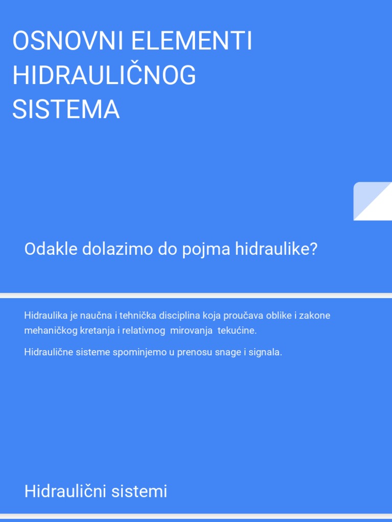 Osnovni Elementi Hidrauličnog Sistema | PDF