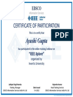 Certificate For Ayushi Gupta For - IEEE Xplore Assignment