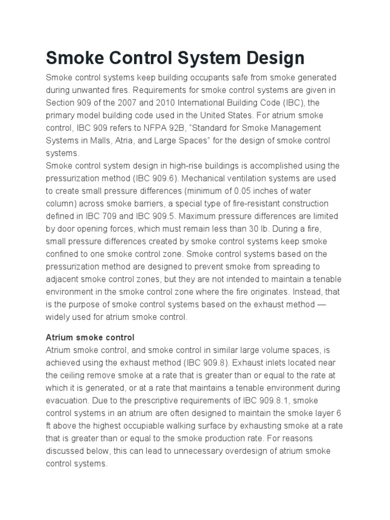 Smoke Control System Design | PDF | Equations | Smoke