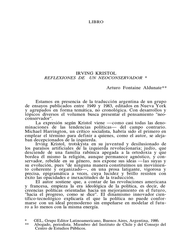 Fontaine - Kristol. Reflexiones de Un Neoconservador | PDF ...
