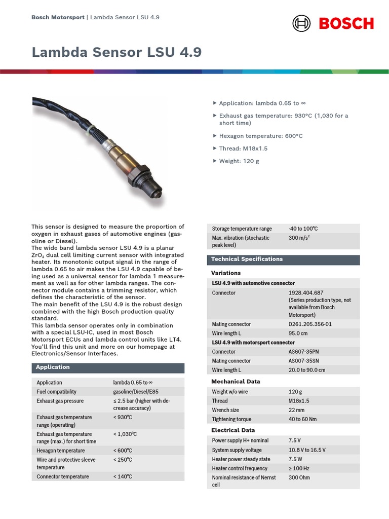 Data Sheet - 69034379 - Lambda - Sensor - LSU - 4.9 PDF | PDF ...