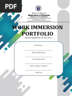 WORK IMMERSION PORTFOLIO Based On DepEd-SMAW