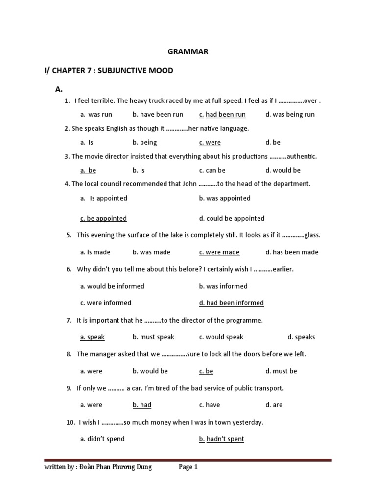 THE SUBJUNCTIVE MOOD intelligence overview