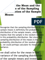 Stat and Prob Finding The Mean and The Variance of The Sampling Distribution of Sample Means