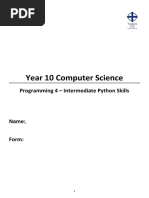 Year 10 Intermediate Python Skills  