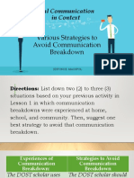 Various Strategies To Avoid COMM BREAKDOWN