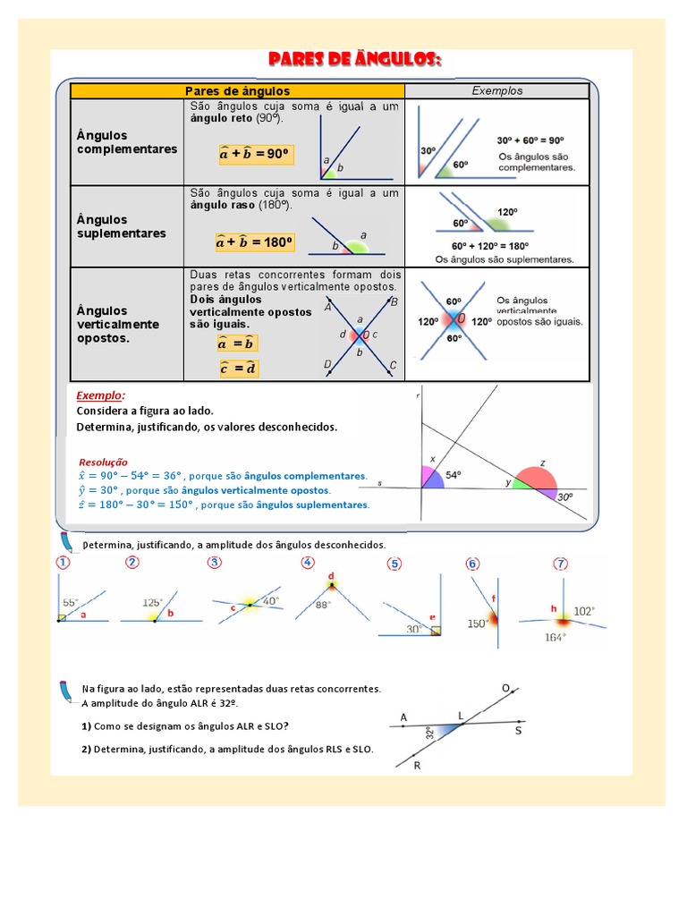 Pares de Ângulos PDF | PDF, image size:768x1024