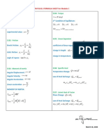 PHYS101L FORMULA SHEET For Module 1