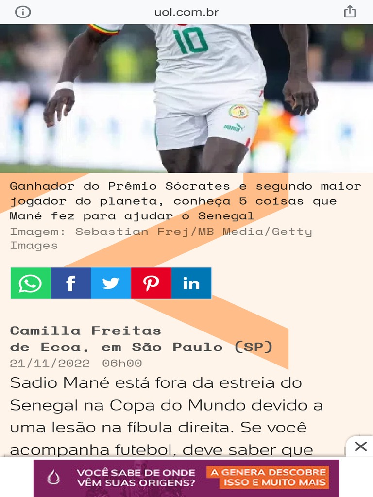 Tudo sobre Sadio Mané - Gazeta Esportiva