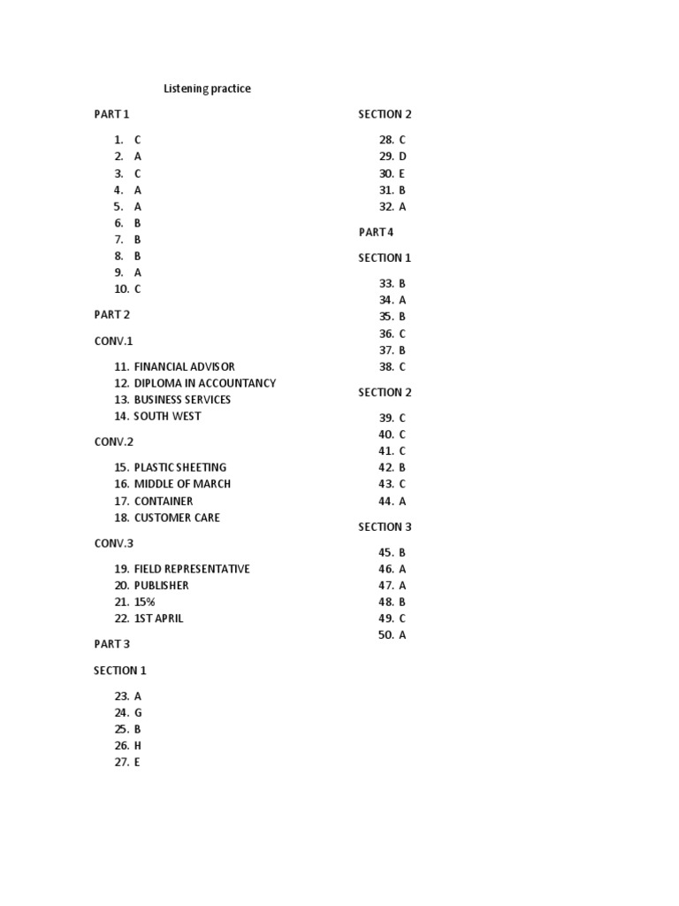 Listening Practice Exercises and Answers | PDF