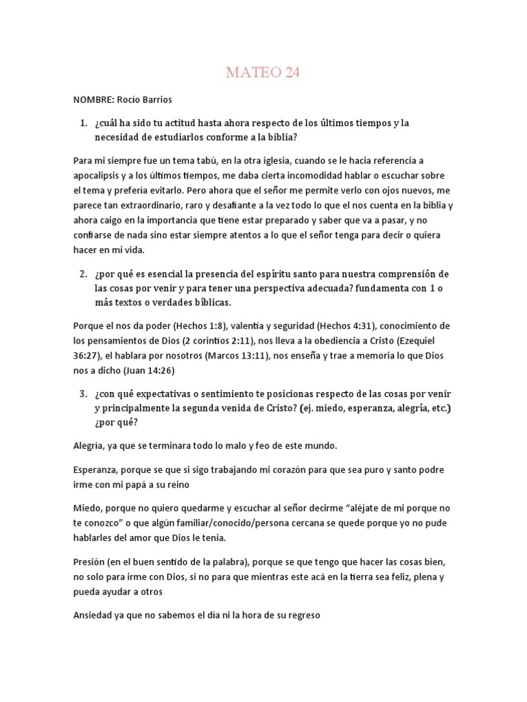 Reflexiones sobre Mateo 24 y el Fin de Tiempos | PDF | Cristo (título ...