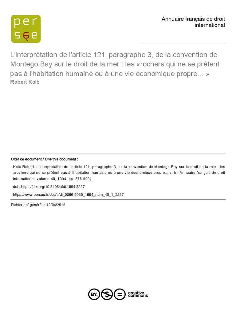 Interprétation de l'article 121 de Montego Bay | PDF | Zone économique ...