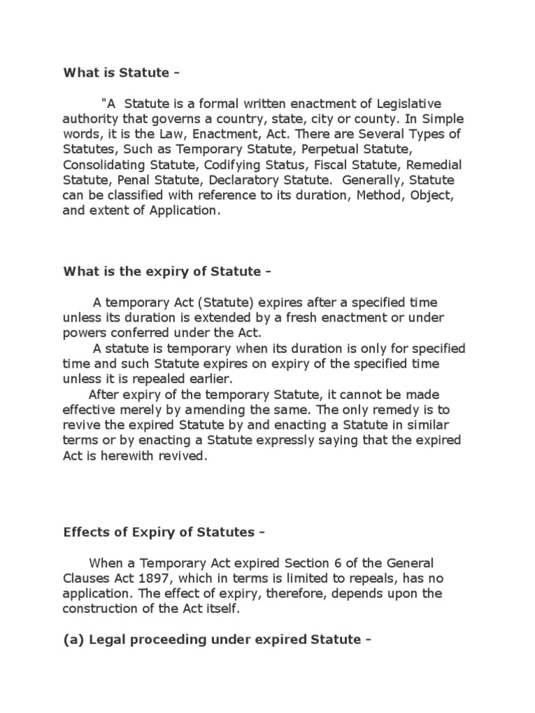 Effect of Expiry of Temporary Statutes PDF Repeal Statute