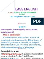 10th CLASS ENGLISH - READING A DICTIONARY ENTRY PDF