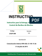 Instructivo para La Entrega, Manejo y Control de Recibos de Efectivo