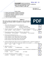 Roll No 13 Phy Term 1 Paper