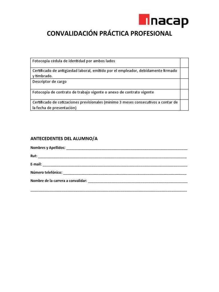 CONVALIDACI%c3%93N+PR%c3%81CTICA+PROFESIONAL | PDF