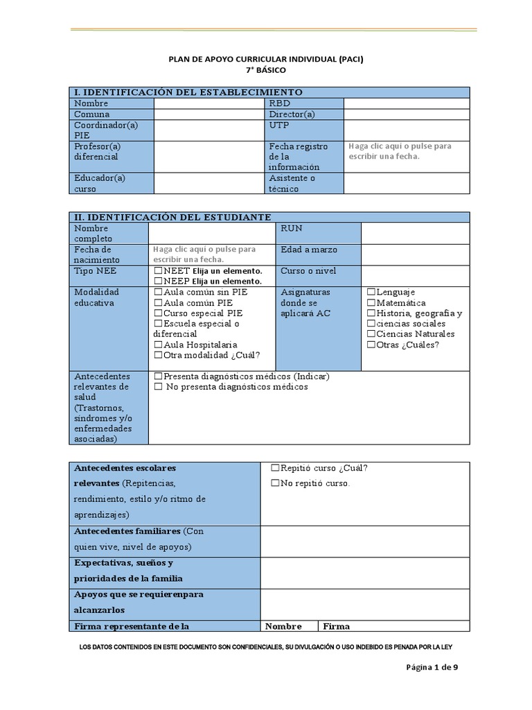 Plan de Apoyo Curricular Individual | PDF | Evaluación | Aprendizaje