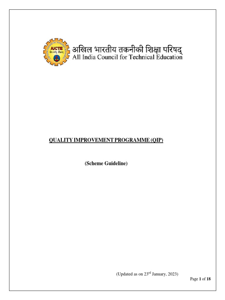 QIP Scheme Guidelines PDF | PDF | Doctor Of Philosophy | Academic Degree