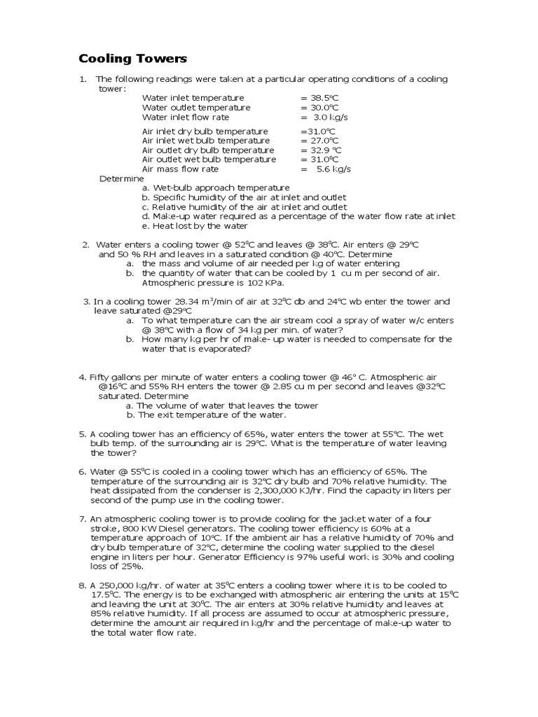 Cooling Tower Performance Analysis | PDF | Humidity | Water