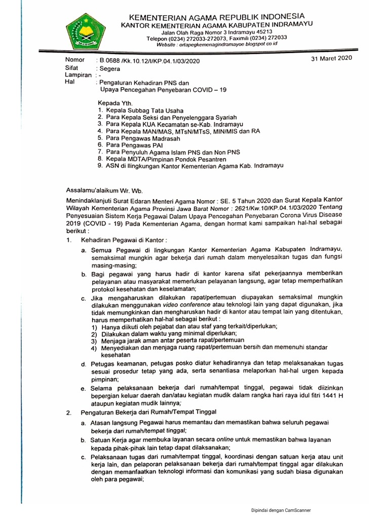 Edaran Kemenag 31 Maret 2020 | PDF