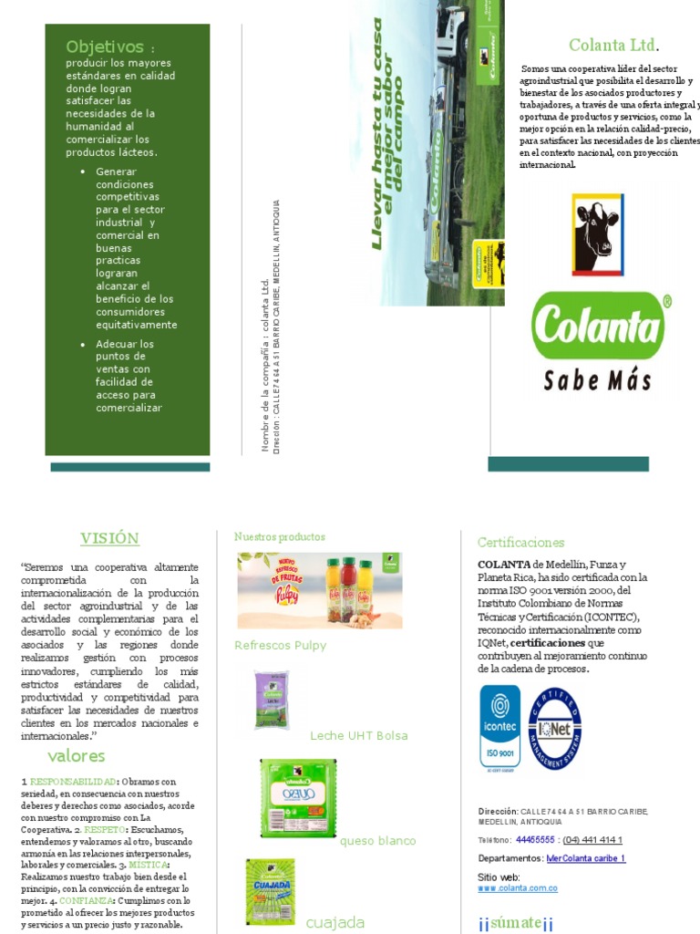 Colanta: Calidad y Compromiso Lácteo | PDF | Calidad (comercial ...