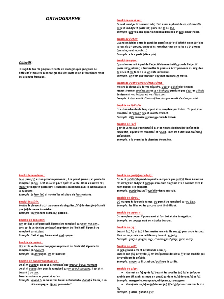 Règles de l'orthographe française | PDF | Verbe | Sémantique