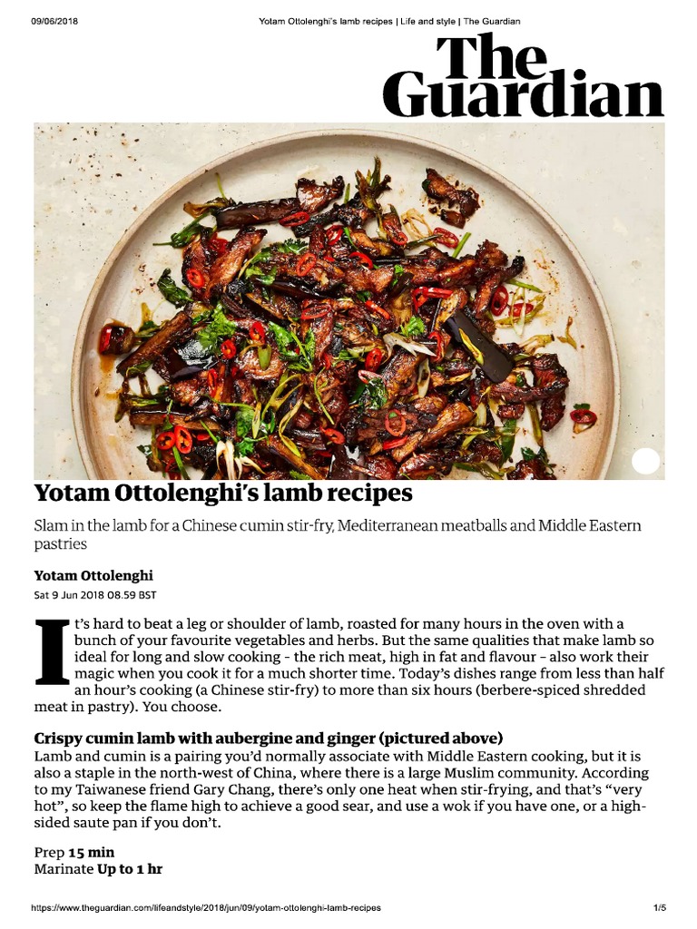 Yotam Ottolenghi's Lamb Recipes Life and Style The Guardian PDF