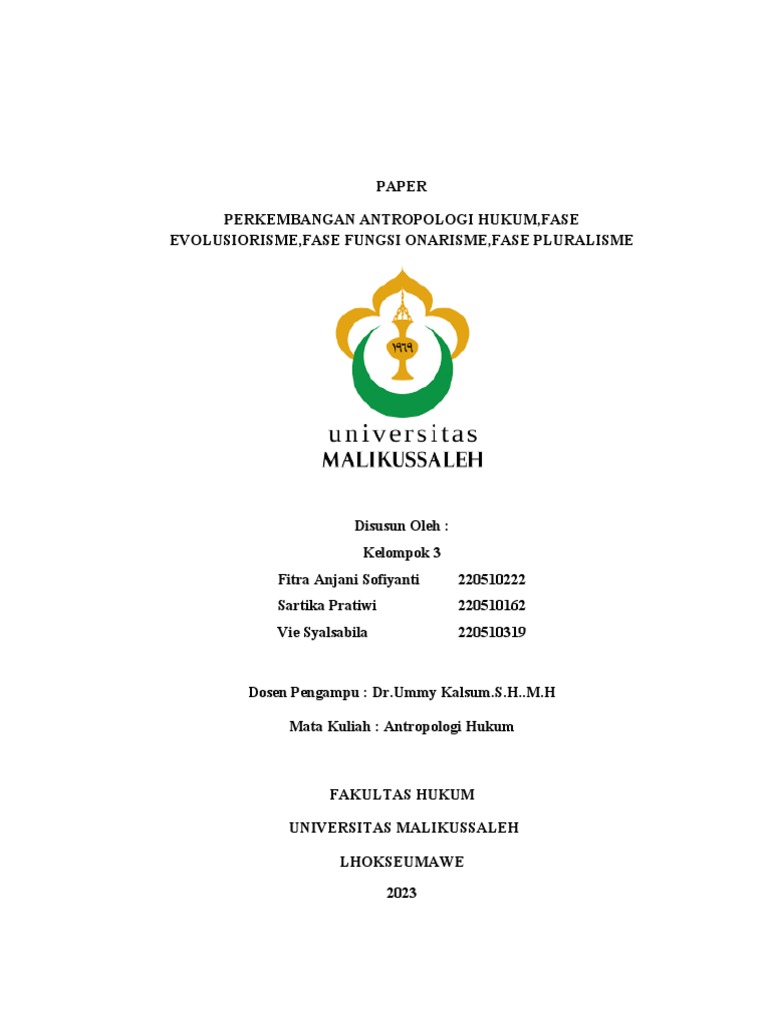 Paper Antropologi Hukum Pdf