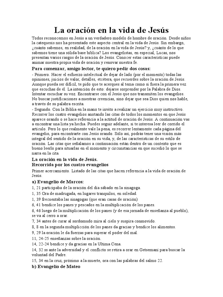 La Oración en la Vida de Jesús | PDF | Oración | Jesús
