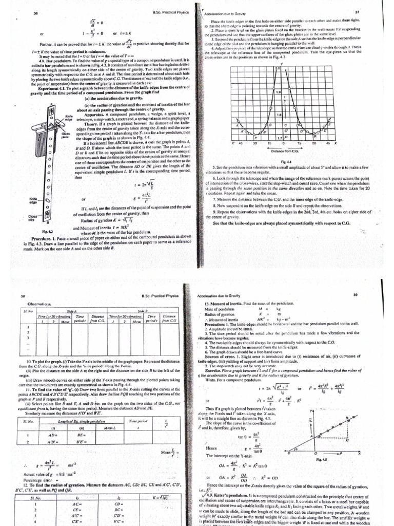Bar Pendulum Practical PDF