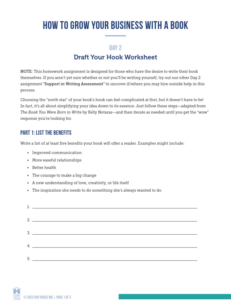 How To Grow Your Business With A Book Homework Day2 Opt1 PDF | PDF ...