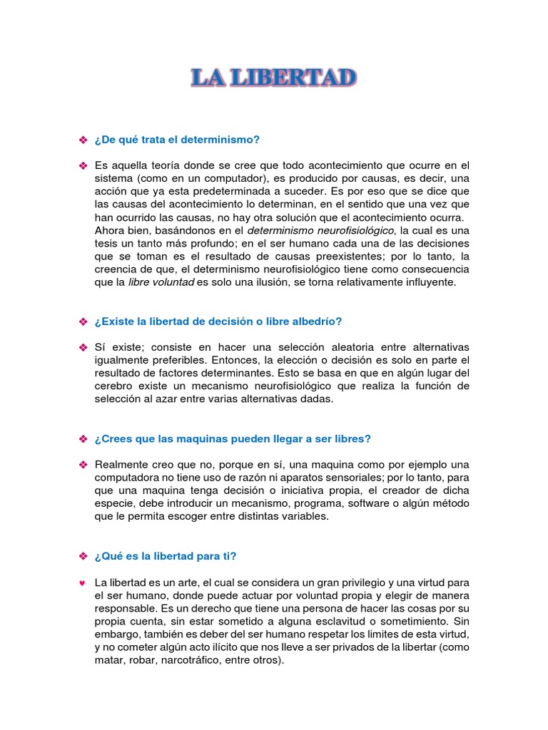 La Existencia y Valor de la Libertad | PDF | Libertad | Determinismo