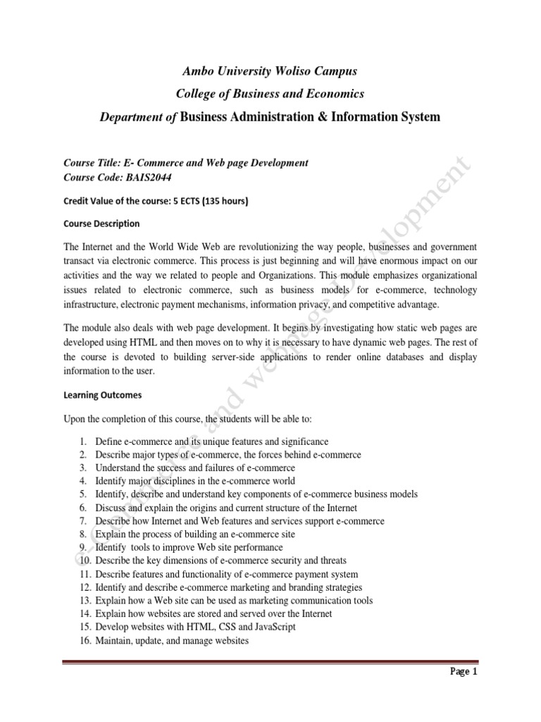 Course Outline | PDF | World Wide Web | Internet & Web