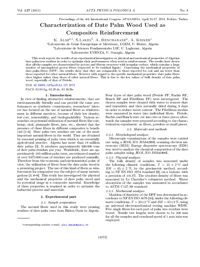 Characterization of Date Palm Wood PDF