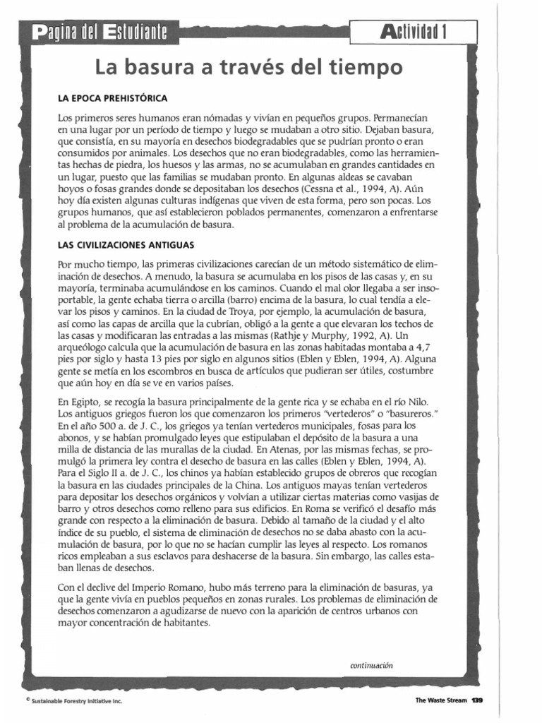 La Basura A Traves Del Tiempo: Actividad 1 | PDF | Residuos | Vertedero