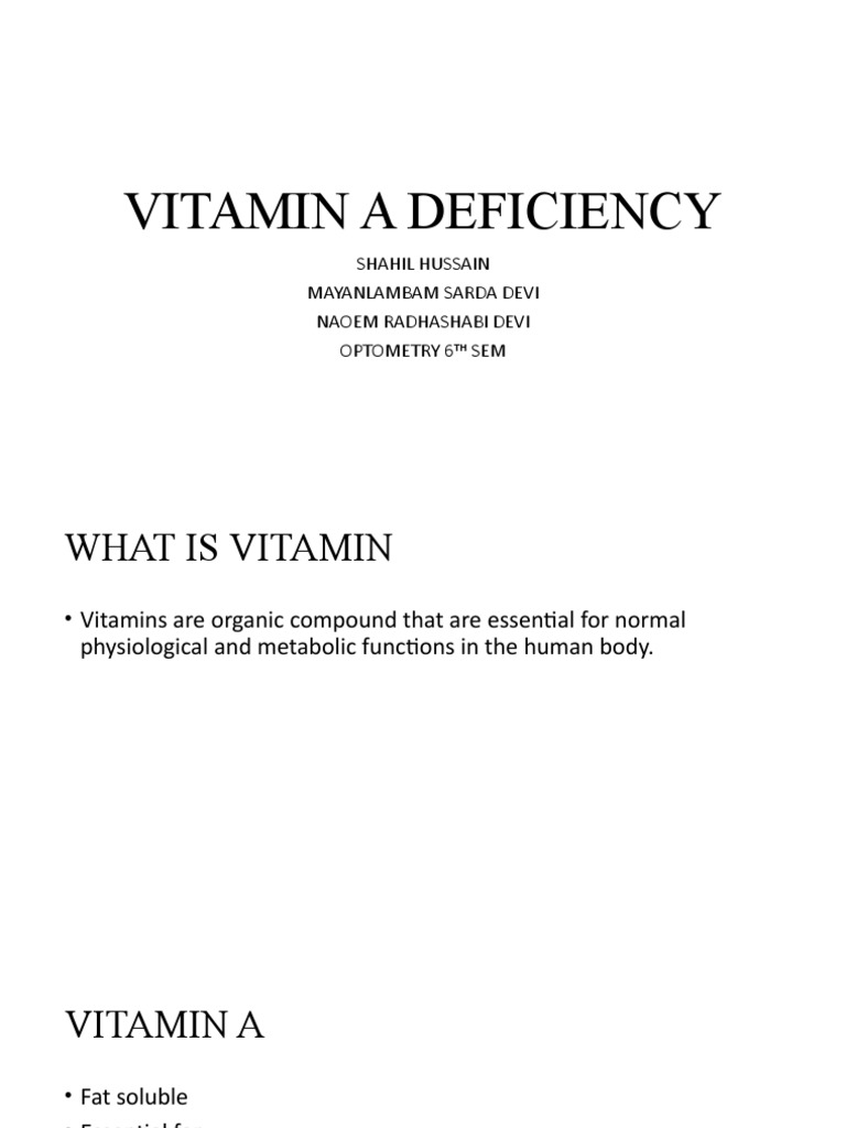 Understanding Vitamin A Deficiency | PDF | Vitamin A | Visual Impairment